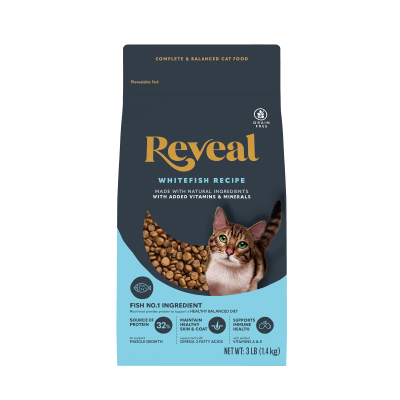 front of Reveal dry food whitefish recipe pack