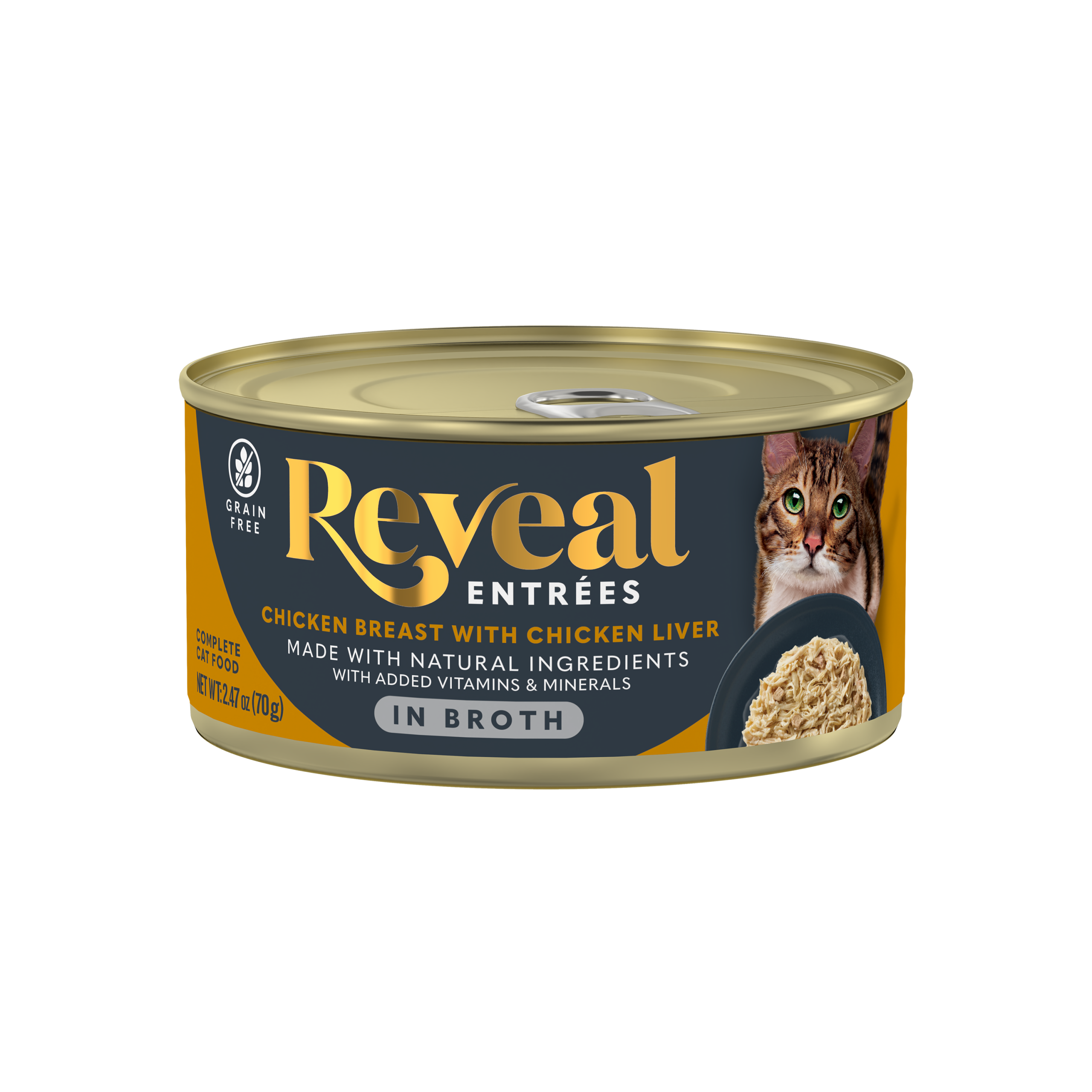 Reveal Entrees chicken breast and chicken liver in broth 2.47 oz can