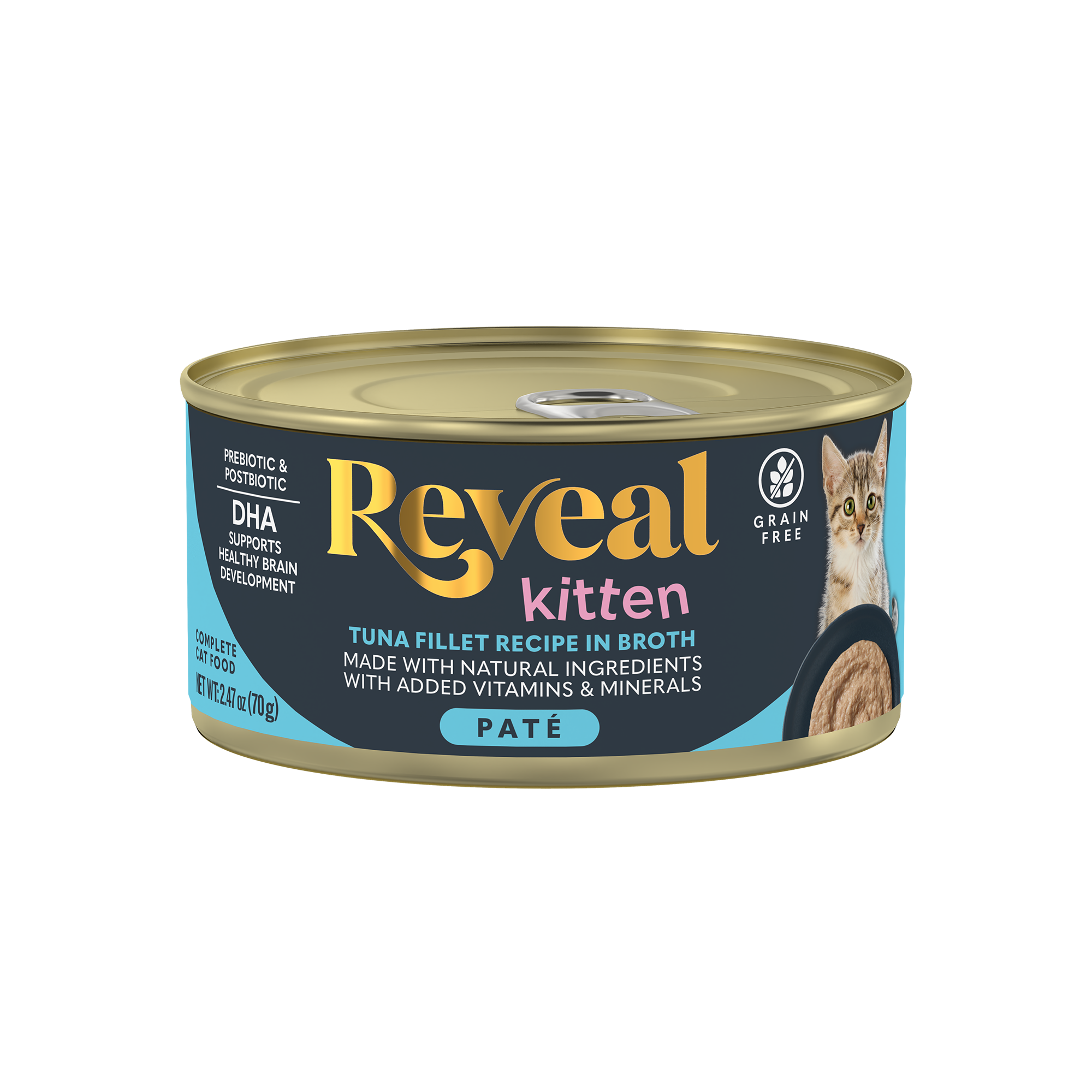 Reveal Entrees Kitten Tuna Fillet in Broth Pate can