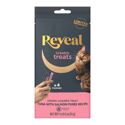 Reveal Lickable Treats Tuna and Salmon Puree recipe 4-ct pack