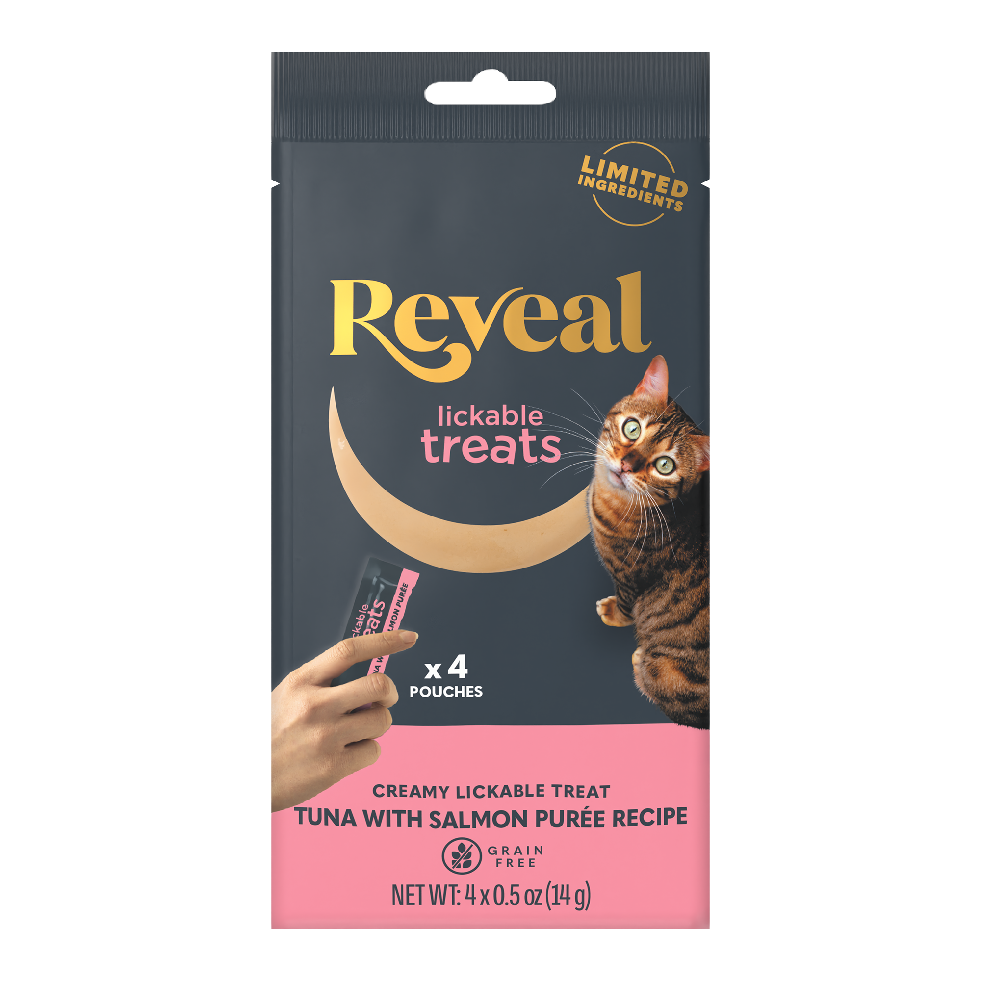 Reveal Lickable Treats Tuna and Salmon Puree recipe 4-ct pack